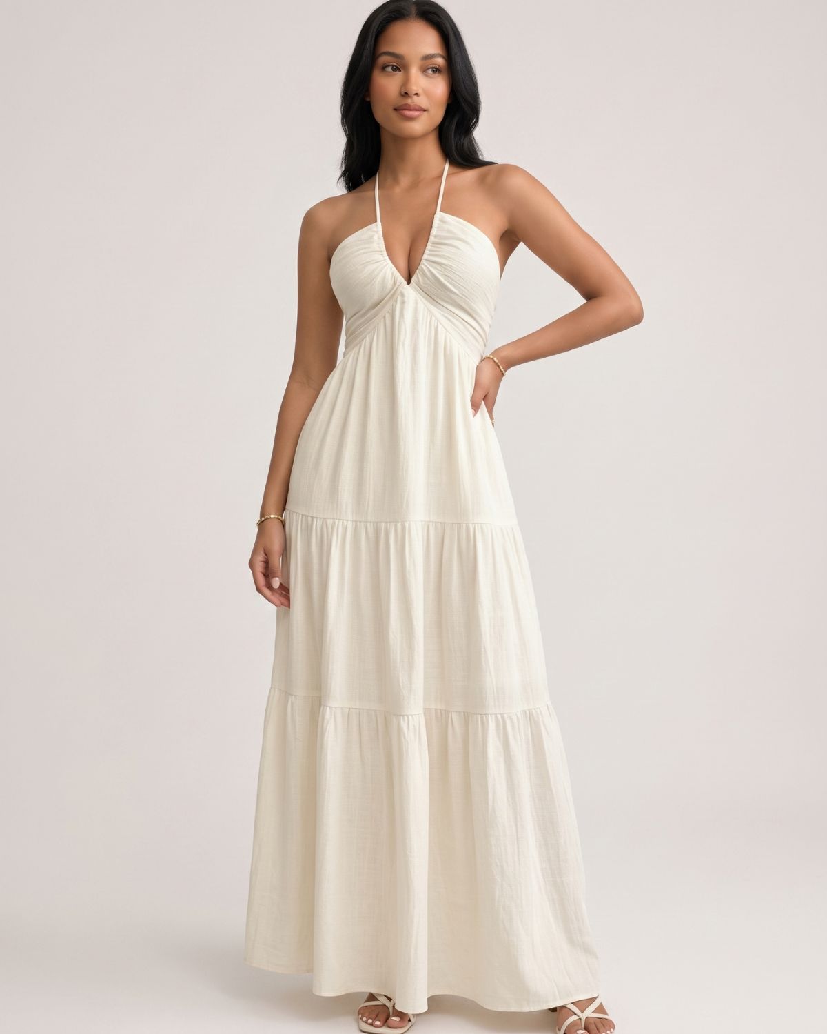 Halter Neck Tiered Maxi Dress