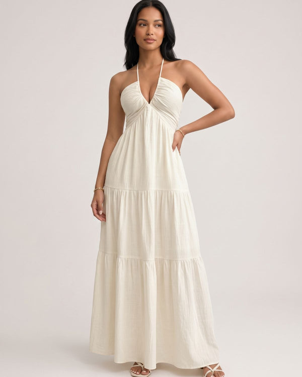 Halter Neck Tiered Maxi Dress