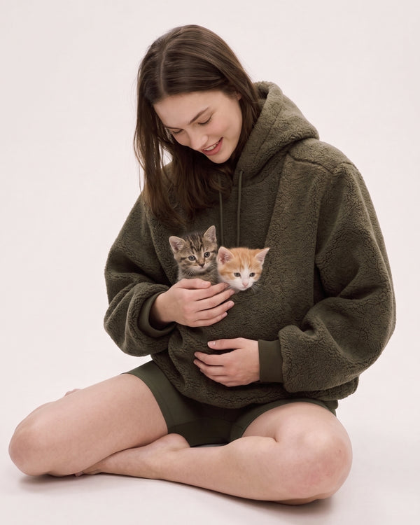 Pet Pouch Drop-Shoulder Hoodie