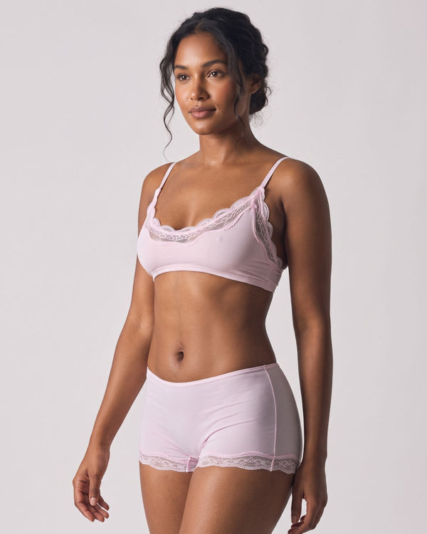 Lace Trim Wirefree Lightweight Underwear Set
