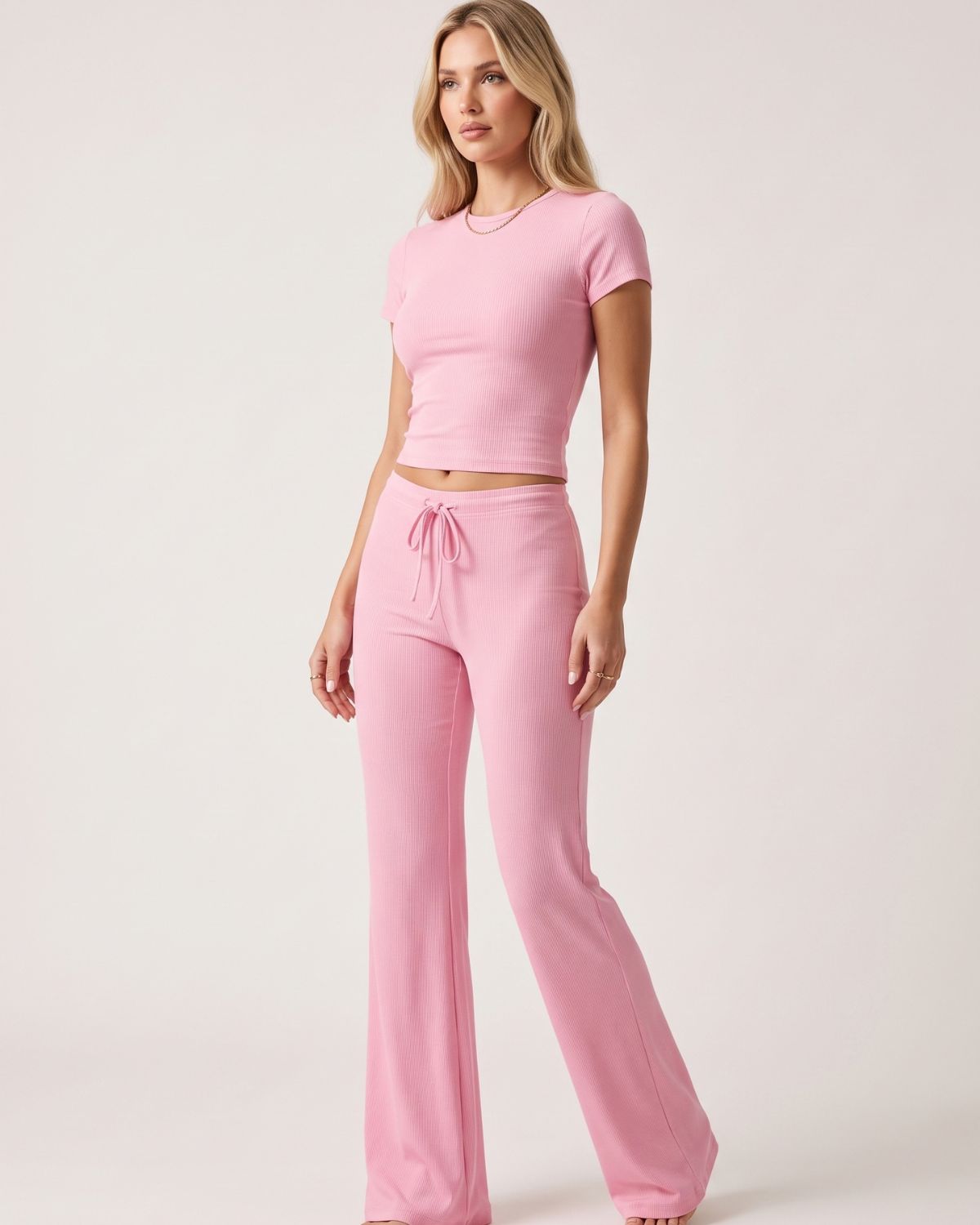 Short Sleeve Drawstring Lounge Set
