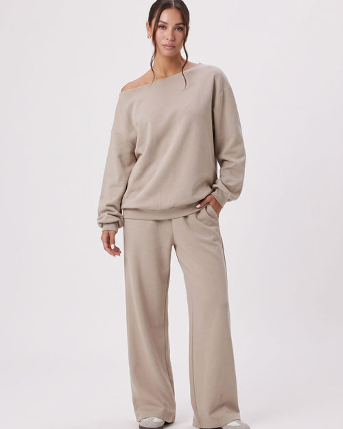 Sloping Shoulder Top & Wide-Leg Co-ord Set