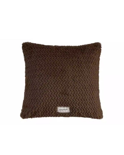 Brown Faux Rabbit Fur Pillow - Soft Plush Cushion for Sofa & Fall Decor