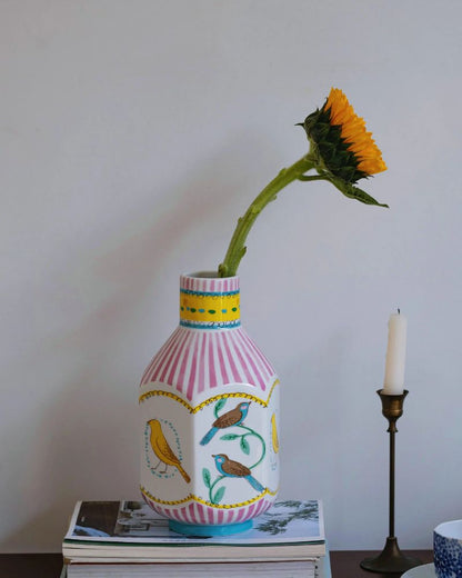 Original Hand-Painted Ceramic Vase - Unique Artistic Design for Luxury Living Rooms