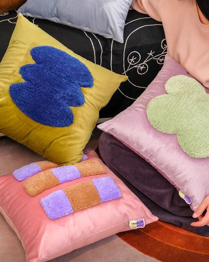 Velvet Geometric Pillow - Textured Decorative Cushion for Modern Sofa Styling