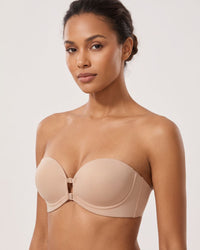Double Front-Closure Strapless Bra