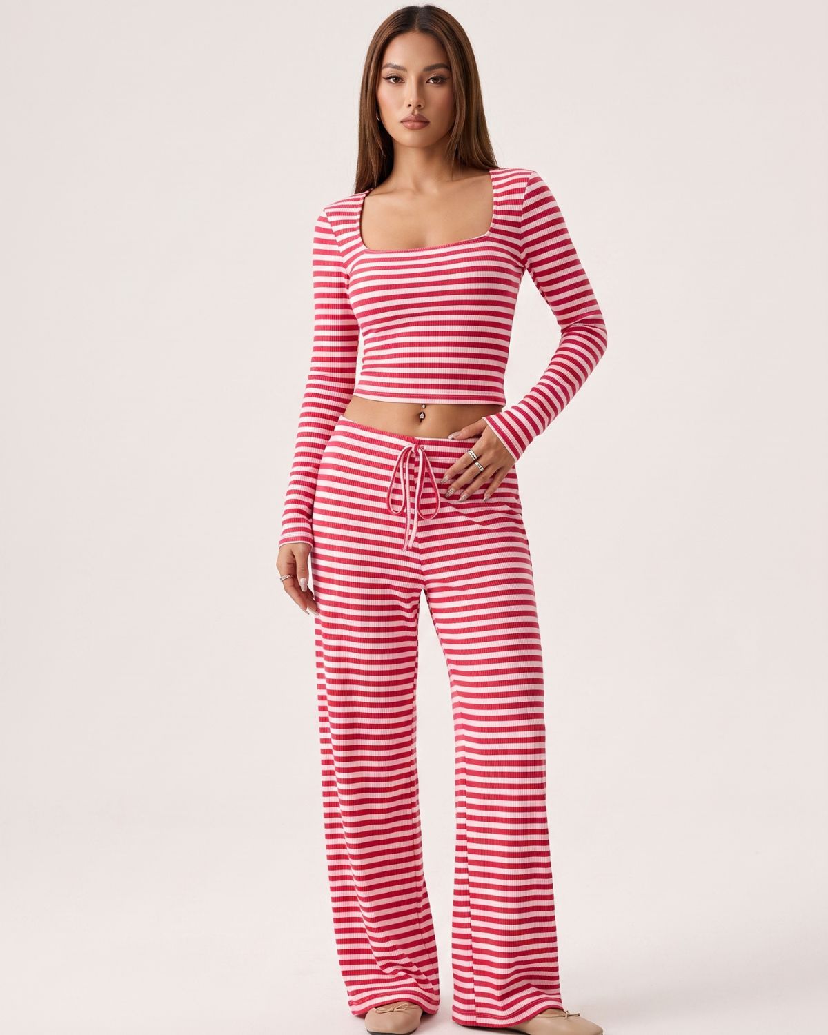 Striped Square-Neck Lounge Set