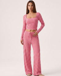 Striped Square-Neck Lounge Set