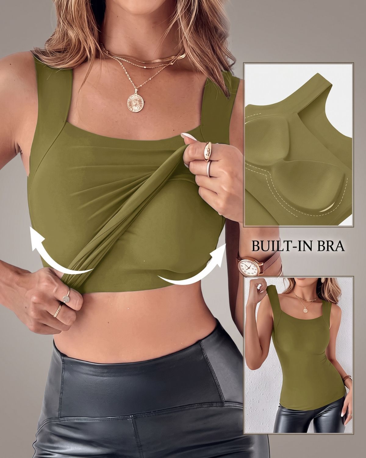 Canotta modellante con scollo a U e reggiseno incorporato