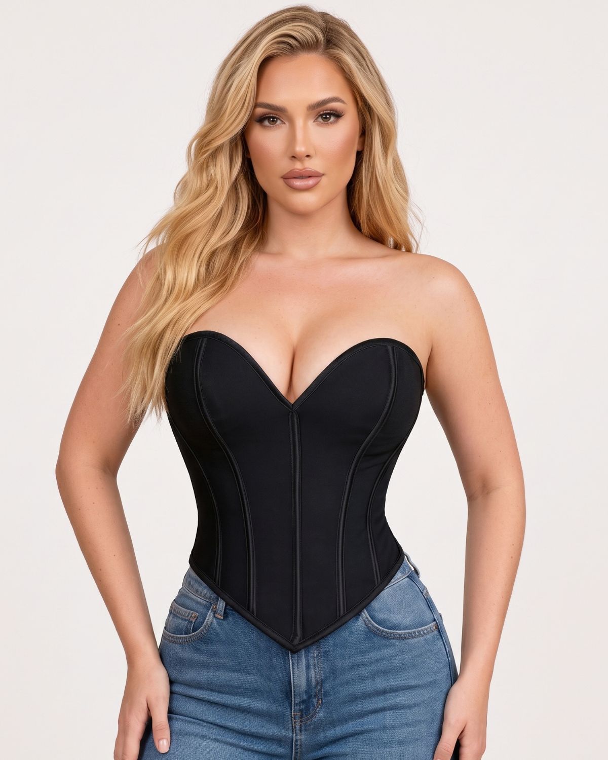 Sweetheart Neckline Mesh Corset Top