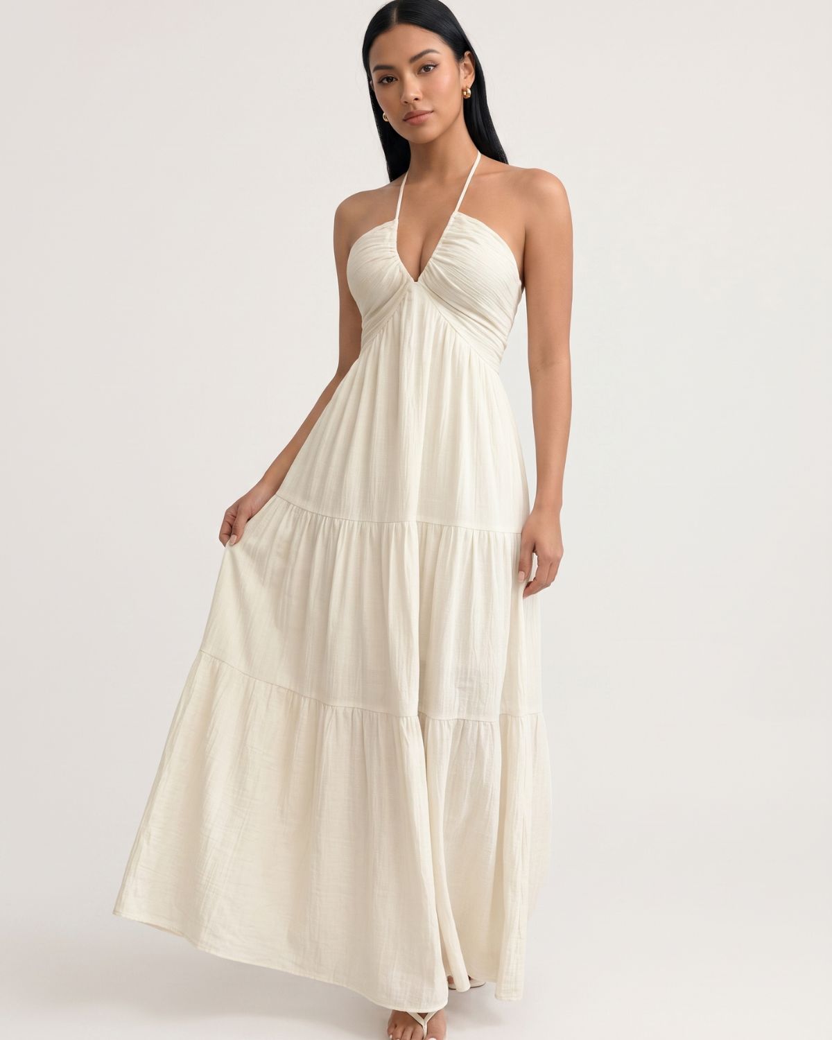Halter Neck Tiered Maxi Dress