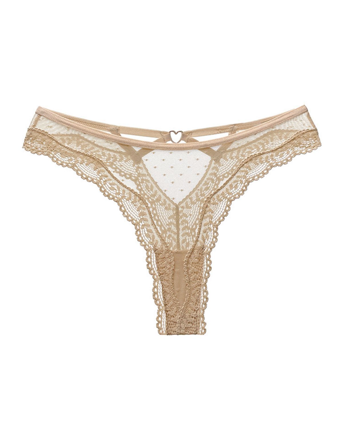 Sheer Heart Mesh Lace Thong
