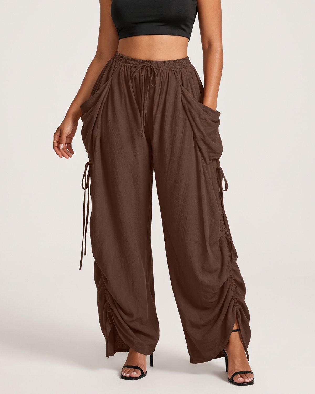 High-Waist Drawstring Harem Pants
