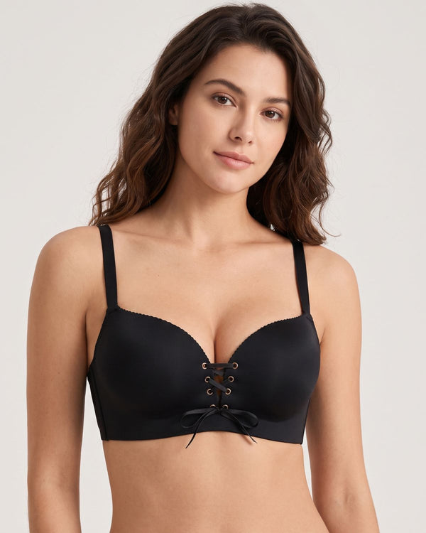 Honeycomb-Cup Wireless Push-Up Bra