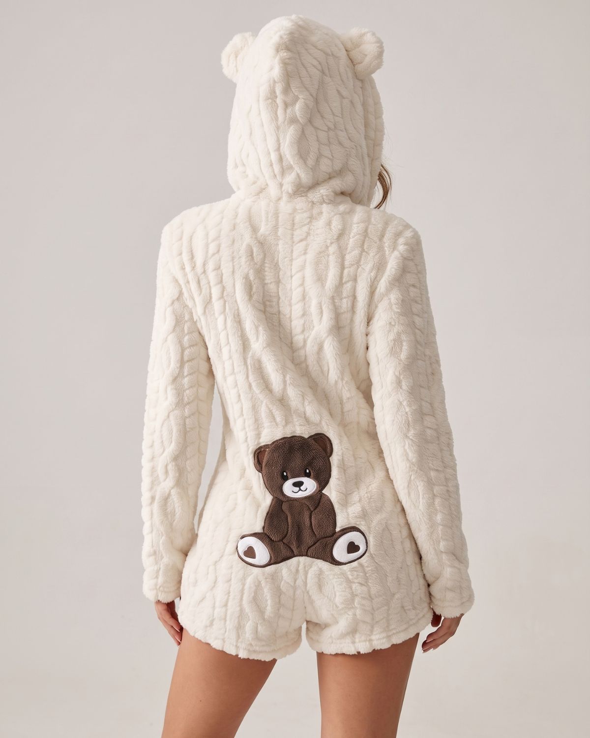 Bear-Ear Plush Hooded Romper
