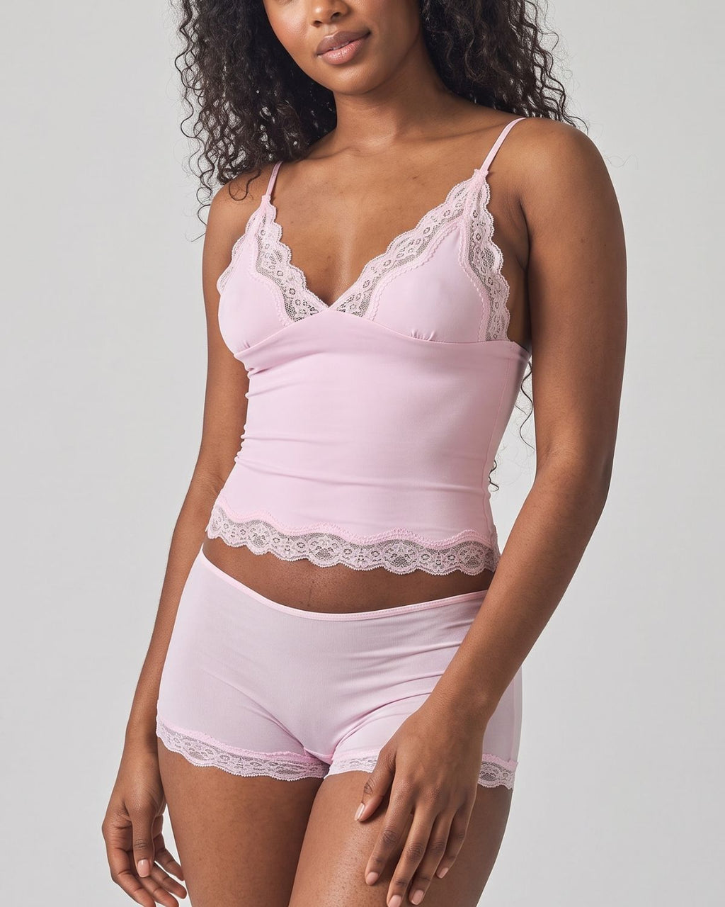 Lace Trim Cami And Short Set