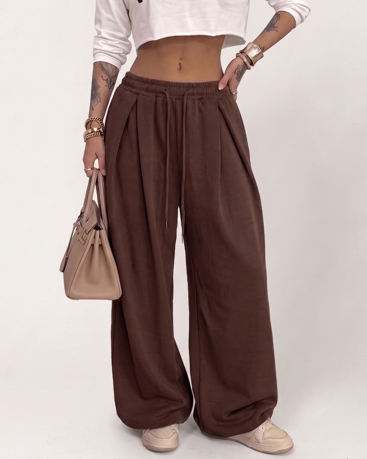 High-Waist Drawstring Jogger Pants