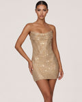 Sparkly Strapless Lace-Up Mini Dress