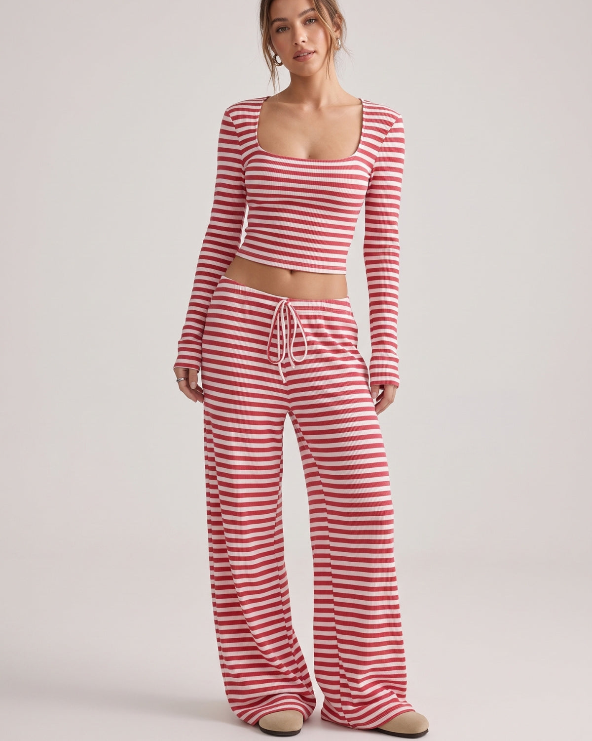 Striped Square-Neck Lounge Set