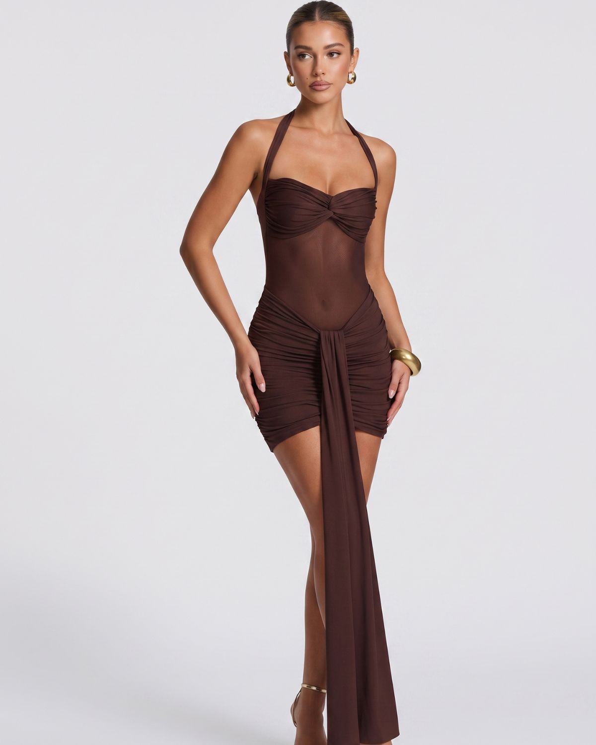 Halter Mesh Bodycon Mini Dress