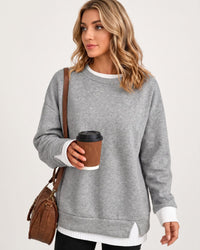Oversized Faux-Layered Long Sleeve Sweatshirt