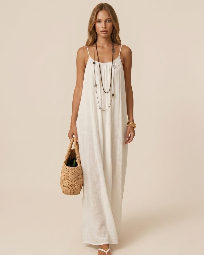 Solid Color Backless Cami Dress