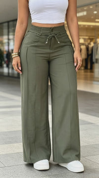 High-Waist Tie Wide-Leg Pants