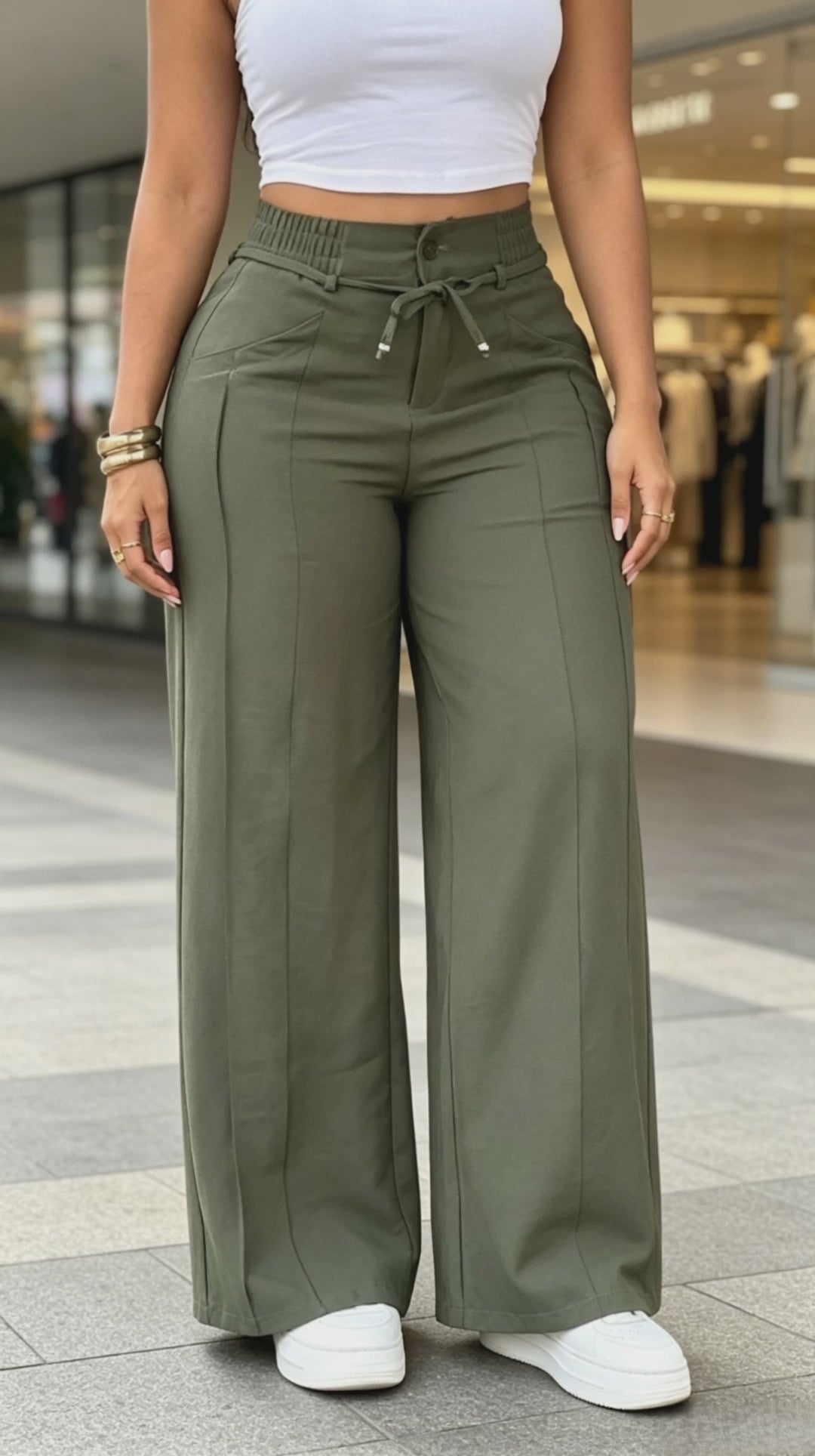 High-Waist Tie Wide-Leg Pants