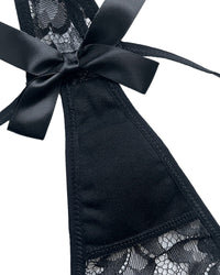 Eyelash Lace Strappy Floral Bow Thong