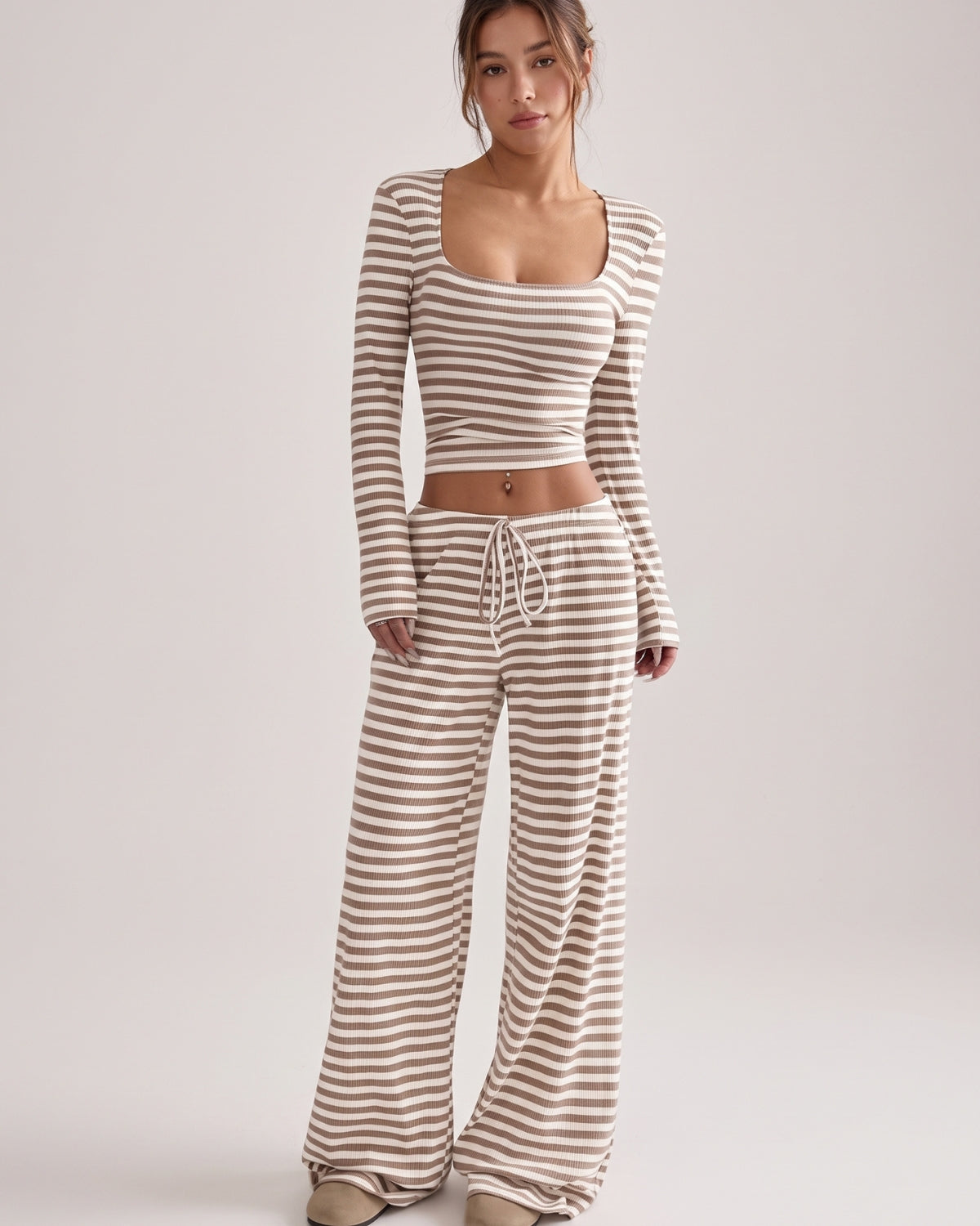 Striped Square-Neck Lounge Set