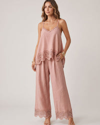 Lace-Trim Cami & Wide-Leg Pants Set