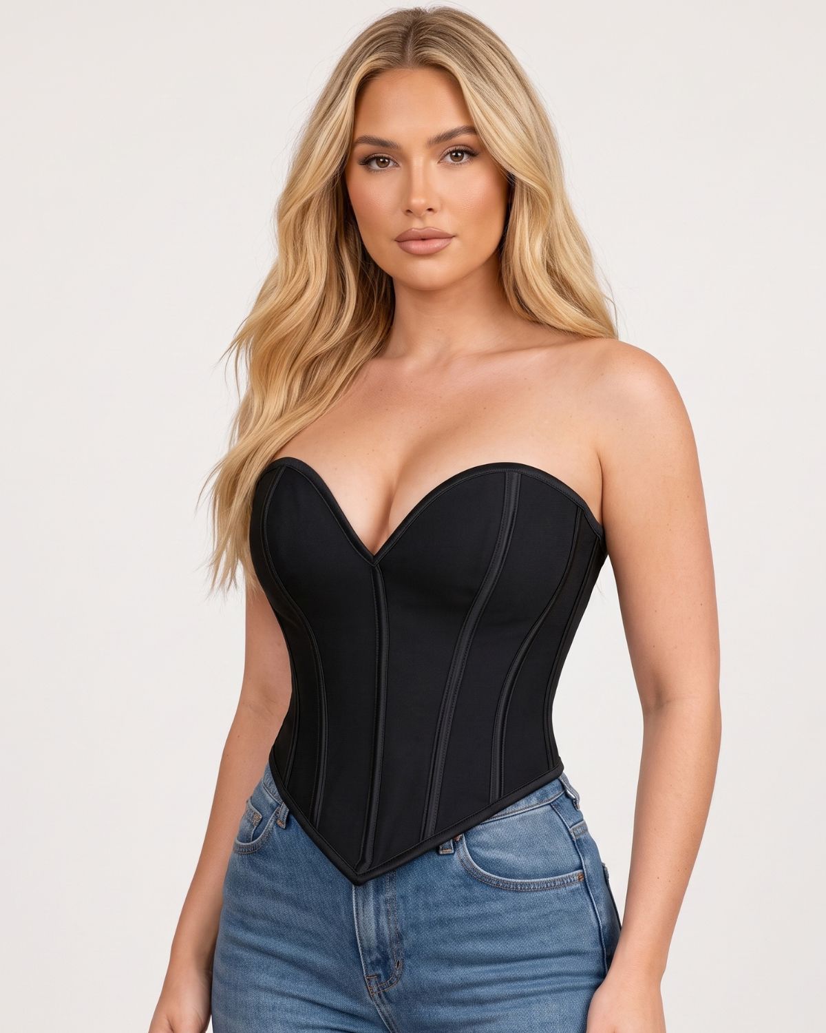 Sweetheart Neckline Mesh Corset Top