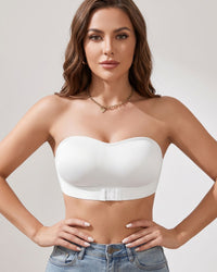 Seamless Front-Closure Strapless Bandeau Bra
