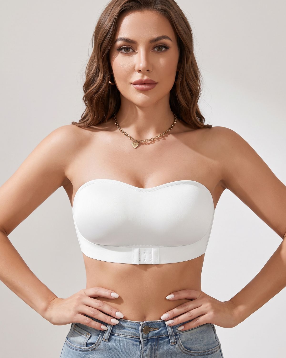 Seamless Front-Closure Strapless Bandeau Bra