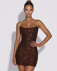 Sparkly Strapless Lace-Up Mini Dress