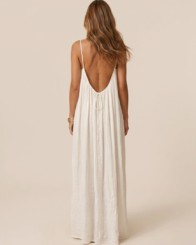 Solid Color Backless Cami Dress