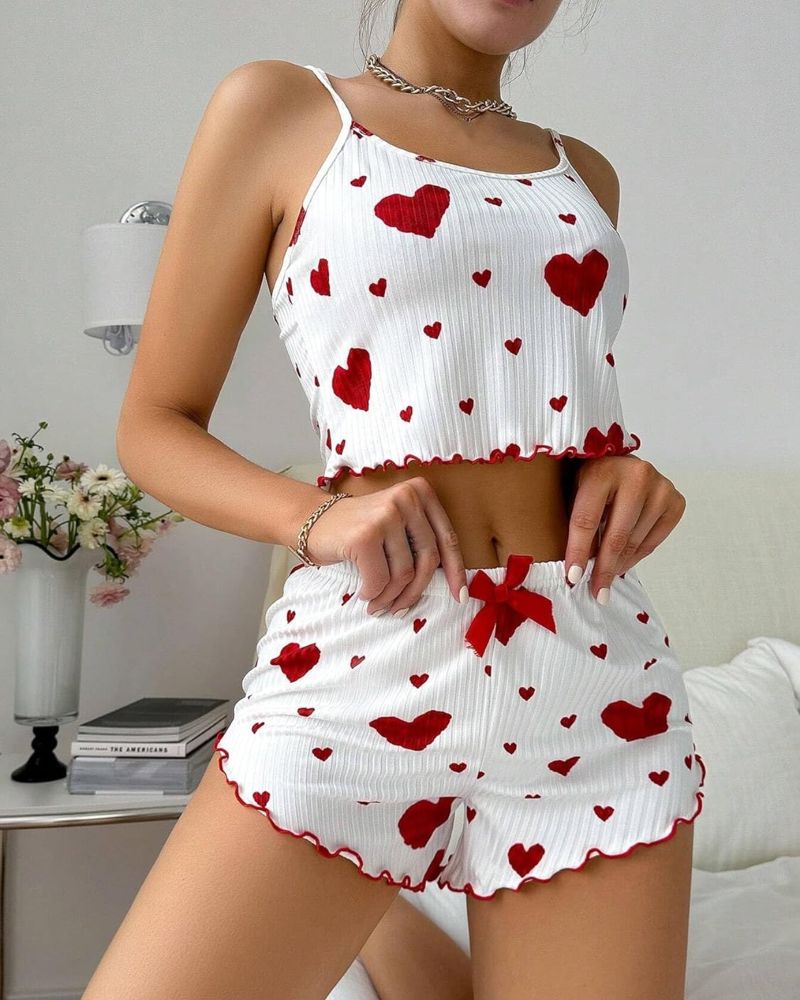 Sweetheart Ribbed Cami & Shorts PJ Set