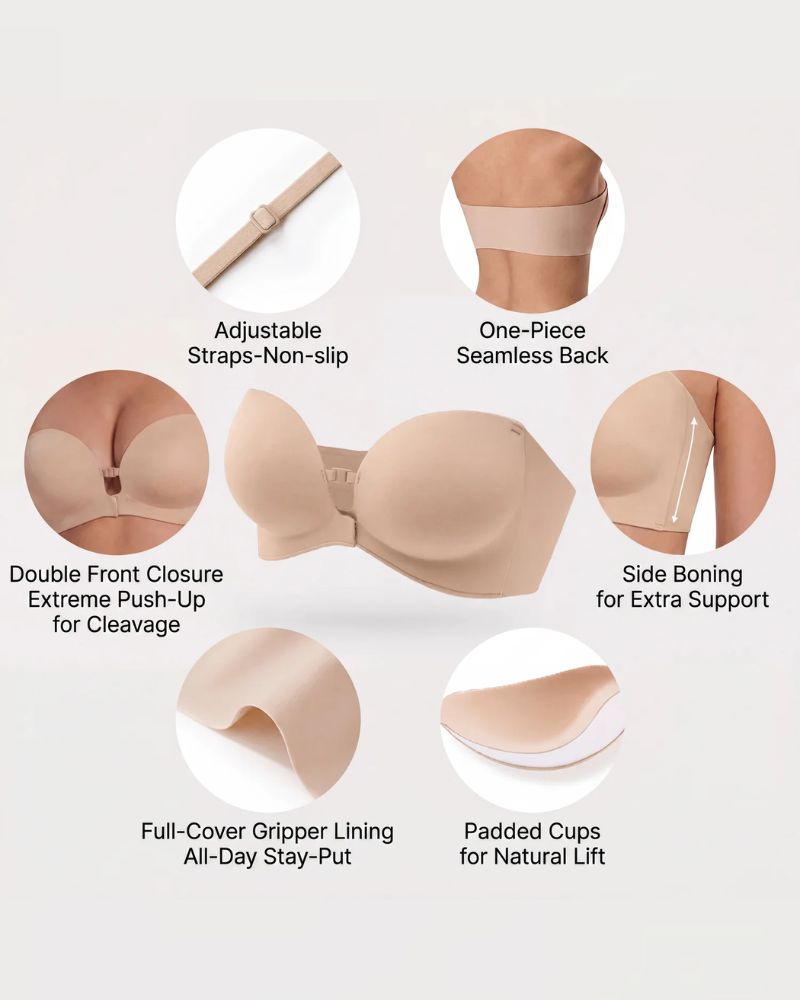 Reggiseno Push-Up Senza Spalline con Chiusura Anteriore