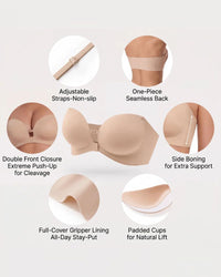 Reggiseno Push-Up Senza Spalline con Chiusura Anteriore