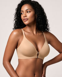 Seamless Front-Closure Wire-Free Racerback Bra