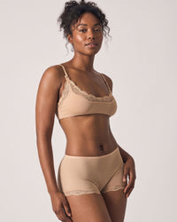 Lace Trim Wirefree Lightweight Underwear Set