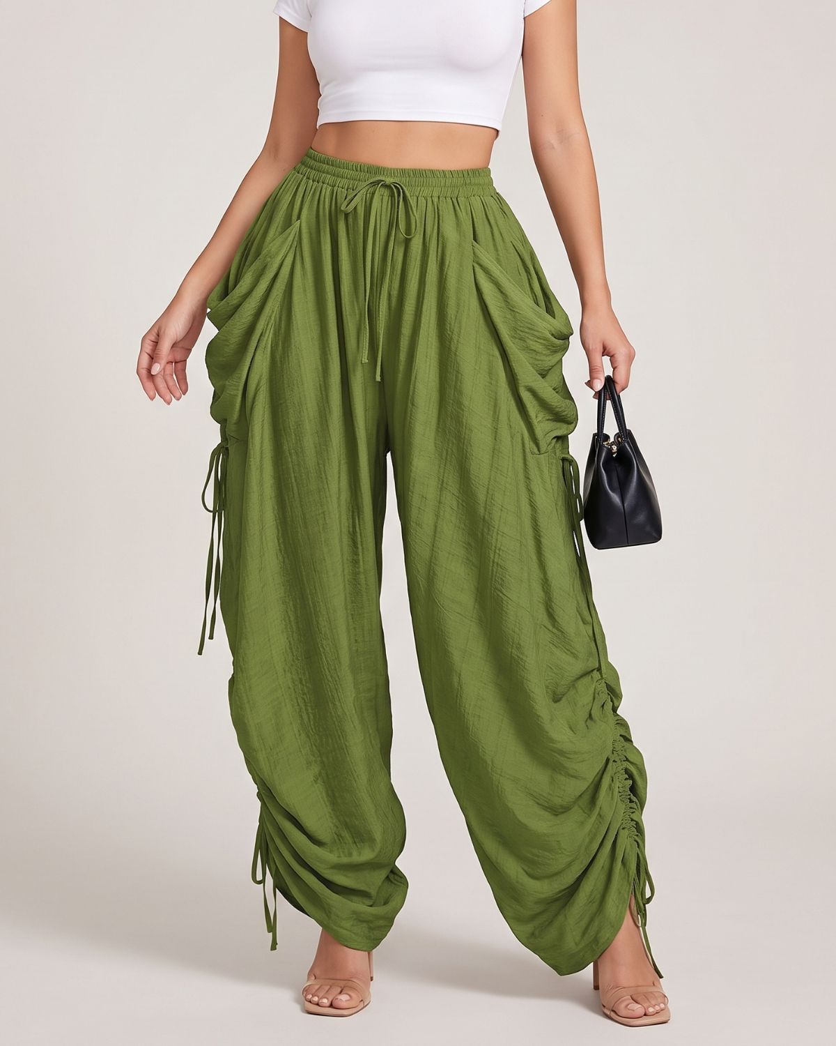 High-Waist Drawstring Harem Pants
