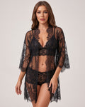 3-Piece Sheer Lace Sleepwear Set