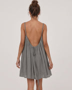 Solid Color Backless Cami Mini Dress