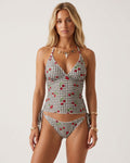 Sweet Cherry Grid Print Cute 2 Piece Bikini Set