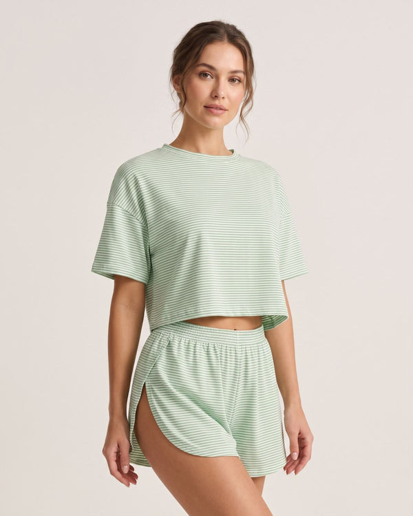 Striped Tee & Split Shorts PJ Set