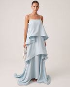 Three-Layer Ruffle Maxi Dress