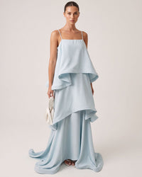 Three-Layer Ruffle Maxi Dress