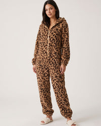 Leopard-Print Plush Romper Onesie
