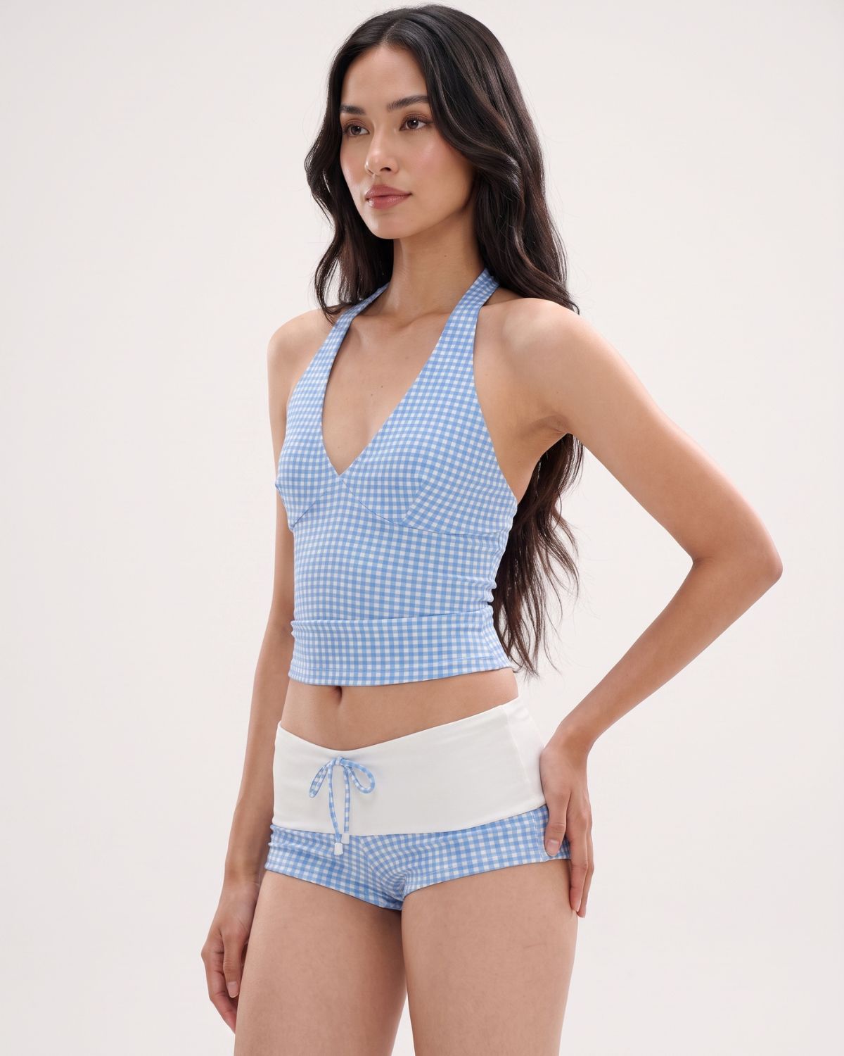 Conjunto de bikini con top y braguita a cuadros